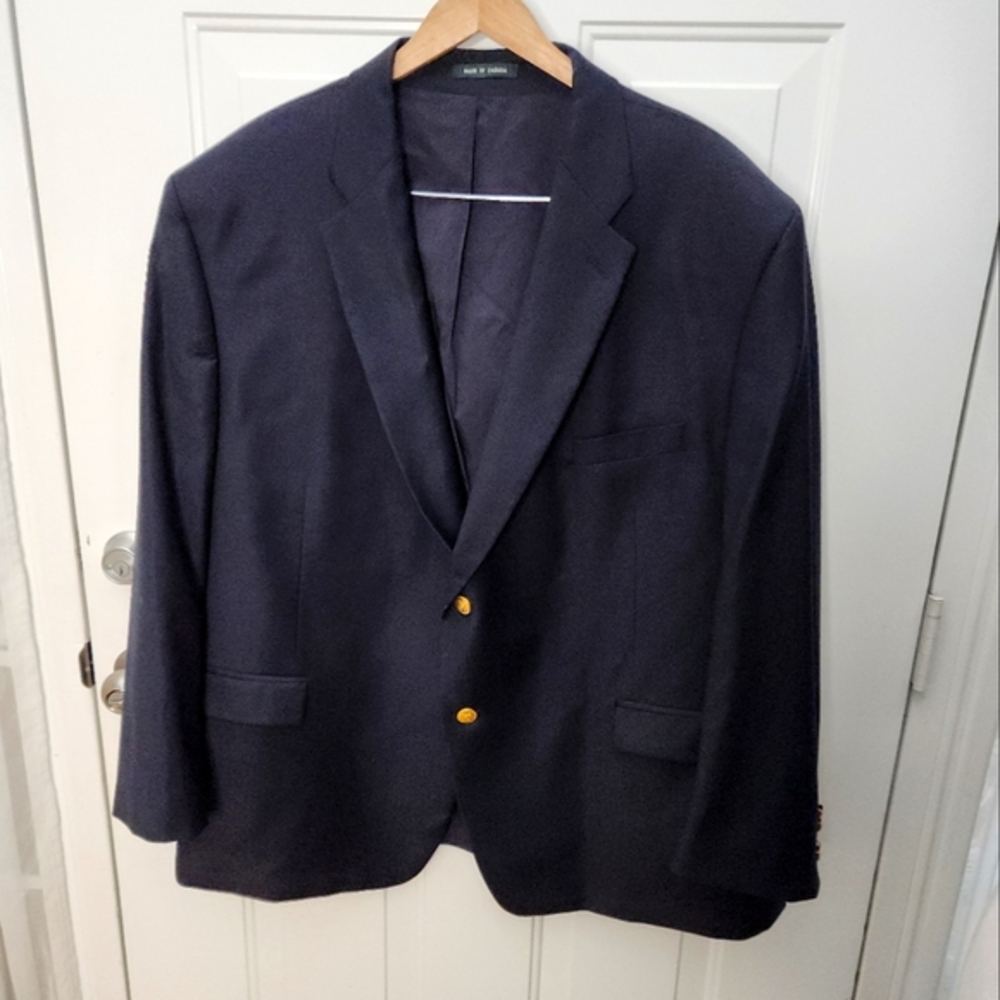 Men's Vintage Lauren Ralph Lauren‎ Navy Wool Jacket Gold Buttons Size 46